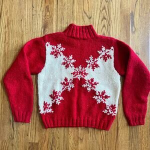 VTG Express Tricot Womens Small Christmas Sweater Wool Snowflake Holiday Chunky